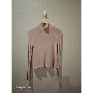 Women's Free People, gauzy, long sleeve, mock neck, unfinished edges, szM